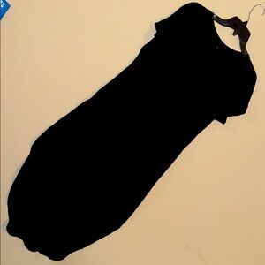 Anrabess long rounded hem black dress size M 20” pit to pit soft knit EUC